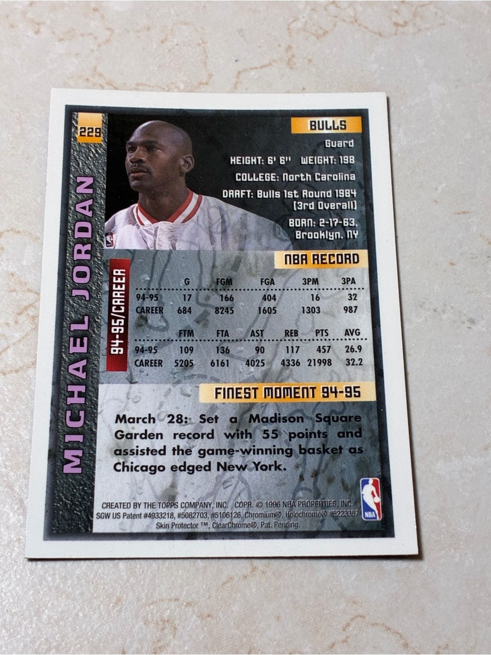 Michael Jordan 1995-96 Topps Finest Basketball Card - - Picture 2 of 4